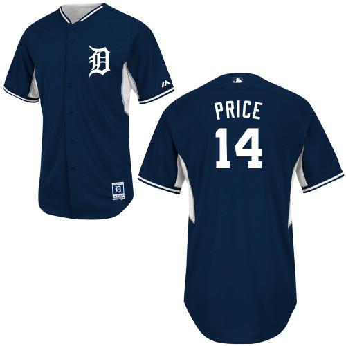Detroit Tigers #14 David Price Blue Authentic 2014 Cool Base BP MLB Jersey