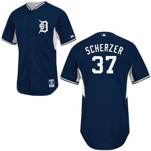Detroit Tigers #37 Max Scherzer Blue Authentic 2014 Cool Base BP MLB Jersey