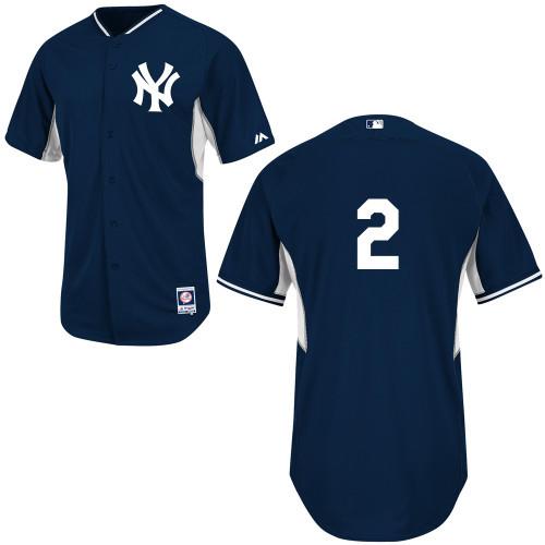 New York Yankees #2 Derek Jeter Blue Authentic 2014 Cool Base BP MLB Jersey