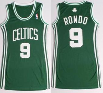 Women Boston Celtics 9 Rajon Rondo Green Stitched NBA Jersey Dress