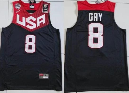 2014 USA Dream Team #8 Rudy Gay Blue Basketball Jerseys