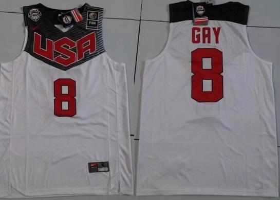 2014 USA Dream Team #8 Rudy Gay White Basketball Jerseys