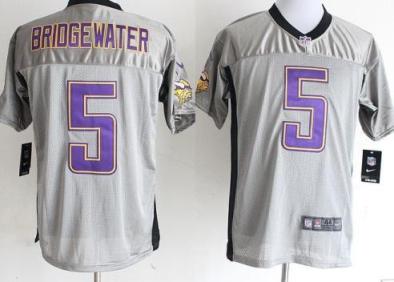 Nike Minnesota Vikings 5 Teddy Bridgewater Grey Shadow NFL Jerseys