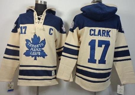Toronto Maple Leafs 17 Wendel Clark Cream Stitched NHL Sawyer Hooded Sweatshirt Toronto Maple Leafs 17 Wendel Clark Cream Stitched NHL Sawyer Hooded Sweatshirt
