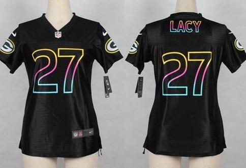 Women Nike Packers 27 Eddie Lacy Black Fashion Game NFL Jersey