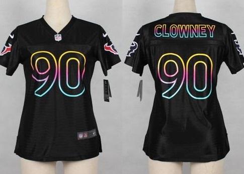 Women Nike Houston Texans 90 Jadeveon Clowney Black Fashion Game NFL Jersey