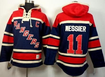 New York Rangers 11 Mark Messier Navy Blue Stitched NHL Sawyer Hooded Sweatshirt
