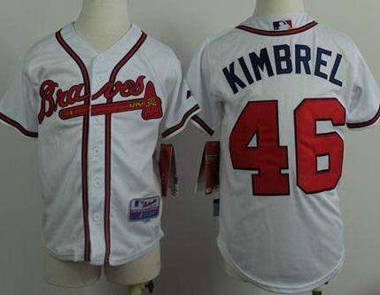 Kids Atlanta Braves #46 Craig Kimbrel White Cool Base Stitched MLB Jersey