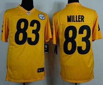 Nike Pittsburgh Steelers #83 Miller Yellow Game NFL Jerseys