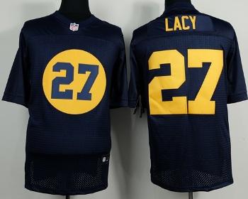 Nike Green Bay Packers 27 Eddie Lacy Blue Elite NFL Jerseys