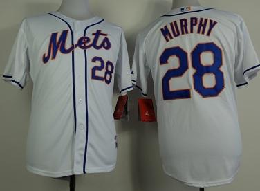 New York Mets #28 Daniel Murphy White Cool Base Baseball Jersey
