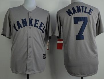 New York Yankees 7 Mickey Mantle Grey MLB Jerseys