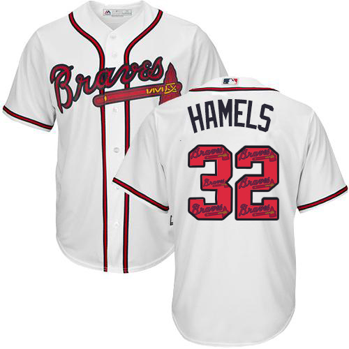 Braves #32 Cole Hamels White Team Logo Fashion Stitched MLB Jersey