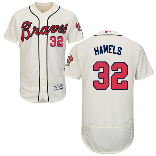 Braves #32 Cole Hamels Cream Flexbase Authentic Collection Stitched MLB Jersey