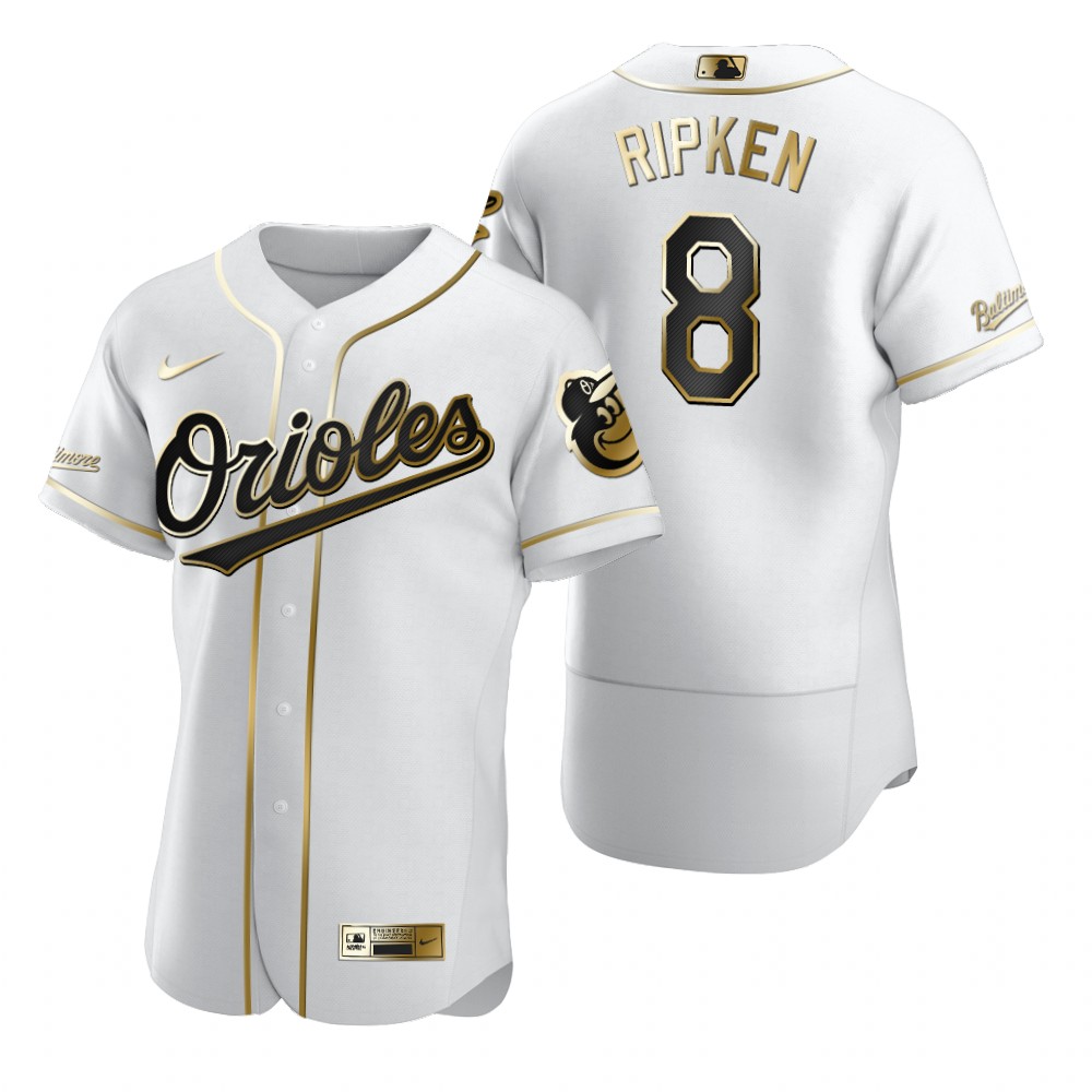 Baltimore Orioles #8 Cal Ripken Jr White Nike Men's Authentic Golden Edition MLB Jersey