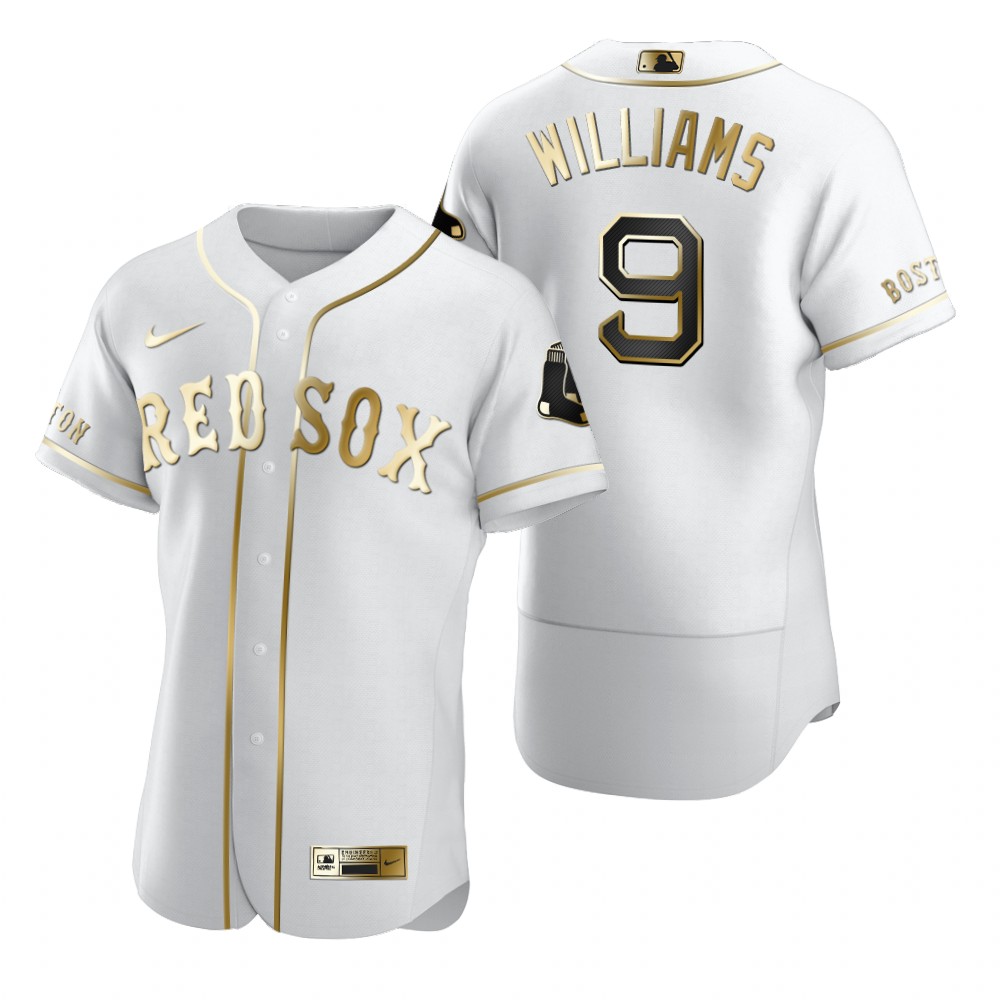 Boston Red Sox #9 Ted Williams White Nike Men's Authentic Golden Edition MLB Jersey