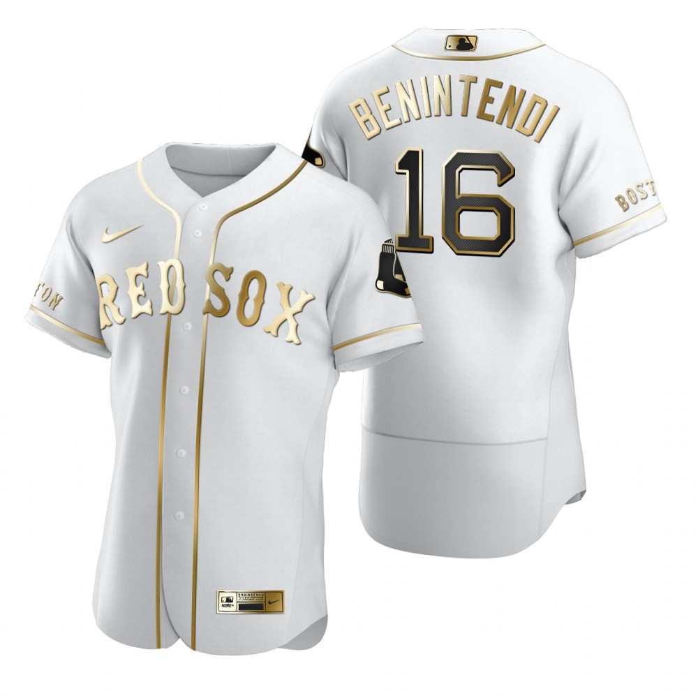 Boston Red Sox #16 Andrew Benintendi White Nike Men's Authentic Golden Edition MLB Jersey
