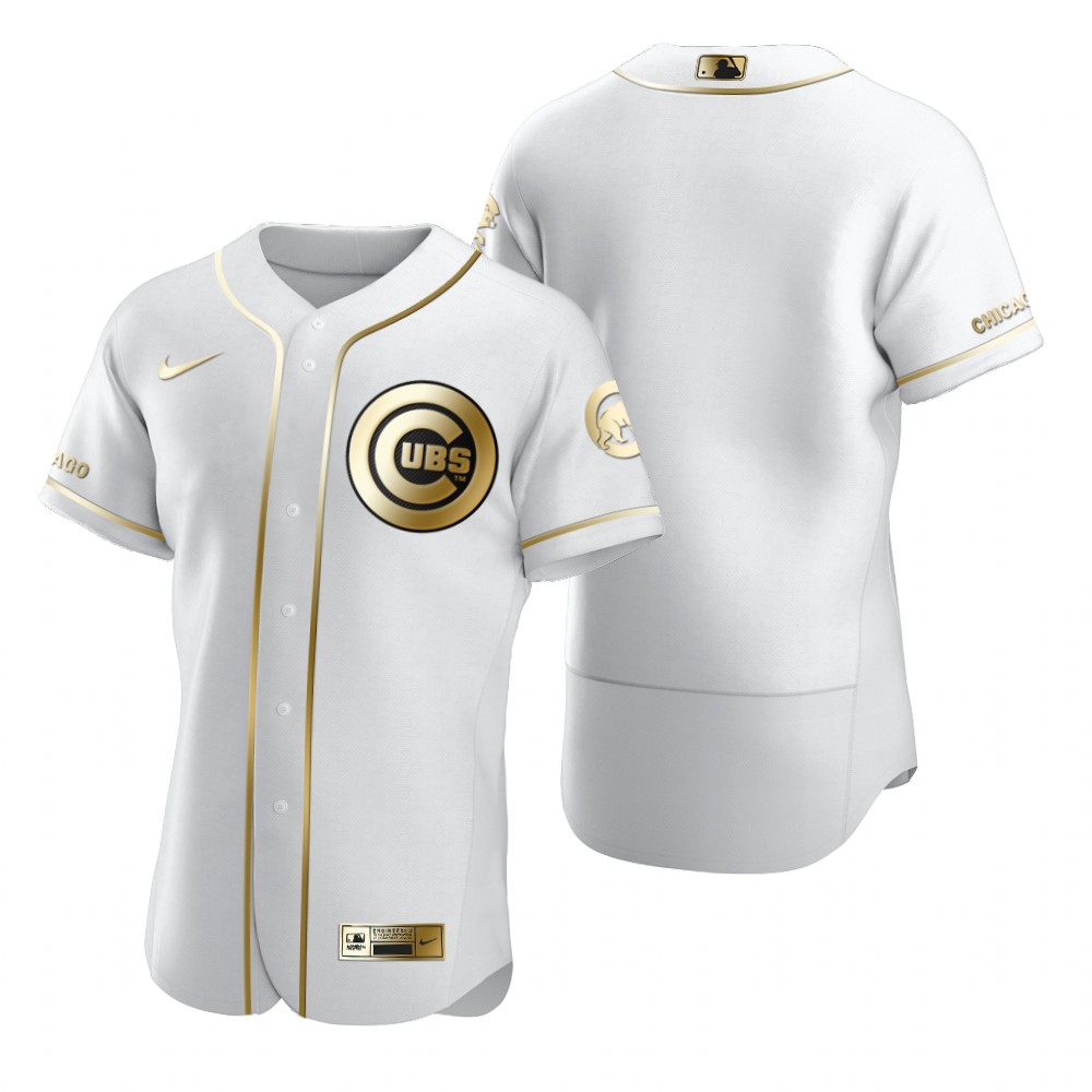 Chicago Cubs Blank White Nike Men's Authentic Golden Edition MLB Jersey