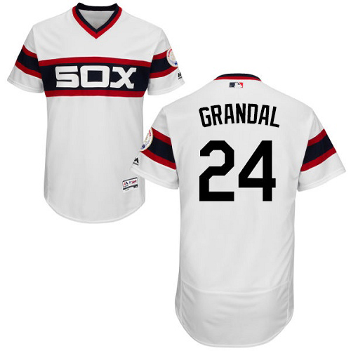 White Sox #24 Yasmani Grandal White Flexbase Authentic Collection Alternate Home Stitched MLB Jersey