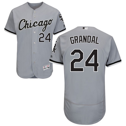 White Sox #24 Yasmani Grandal Grey Flexbase Authentic Collection Stitched MLB Jersey