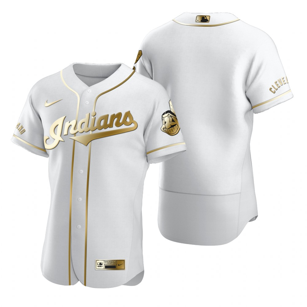 Cleveland Indians Blank White Nike Men's Authentic Golden Edition MLB Jersey