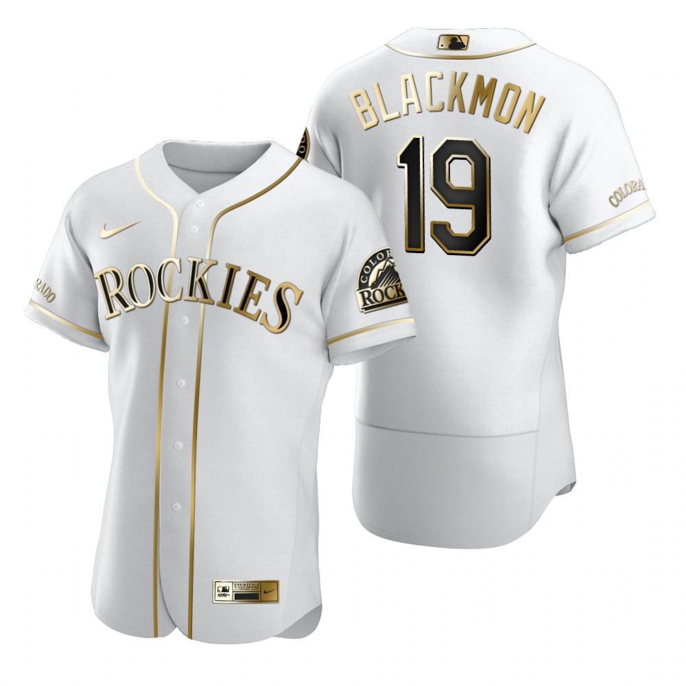 Colorado Rockies #19 Charlie Blackmon White Nike Men's Authentic Golden Edition MLB Jersey
