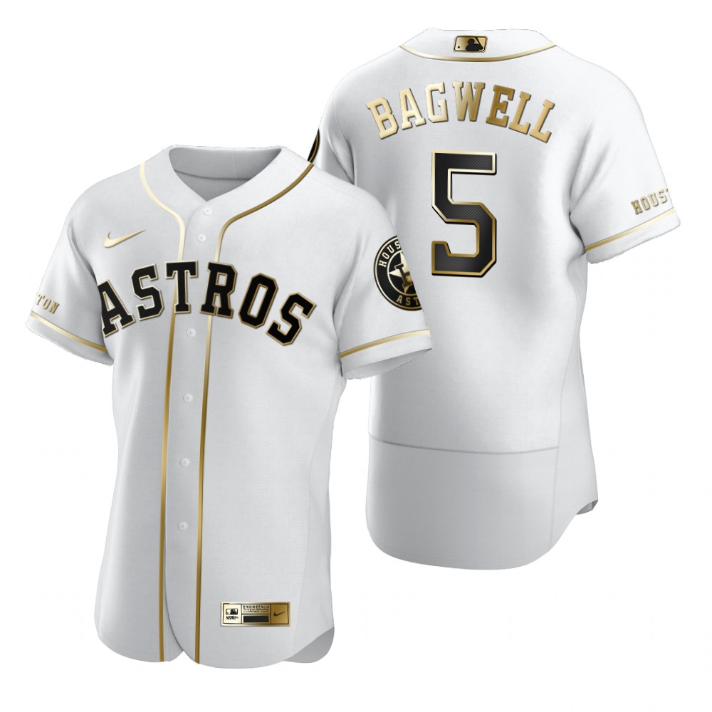 Houston Astros #5 Jeff Bagwell White Nike Men's Authentic Golden Edition MLB Jersey