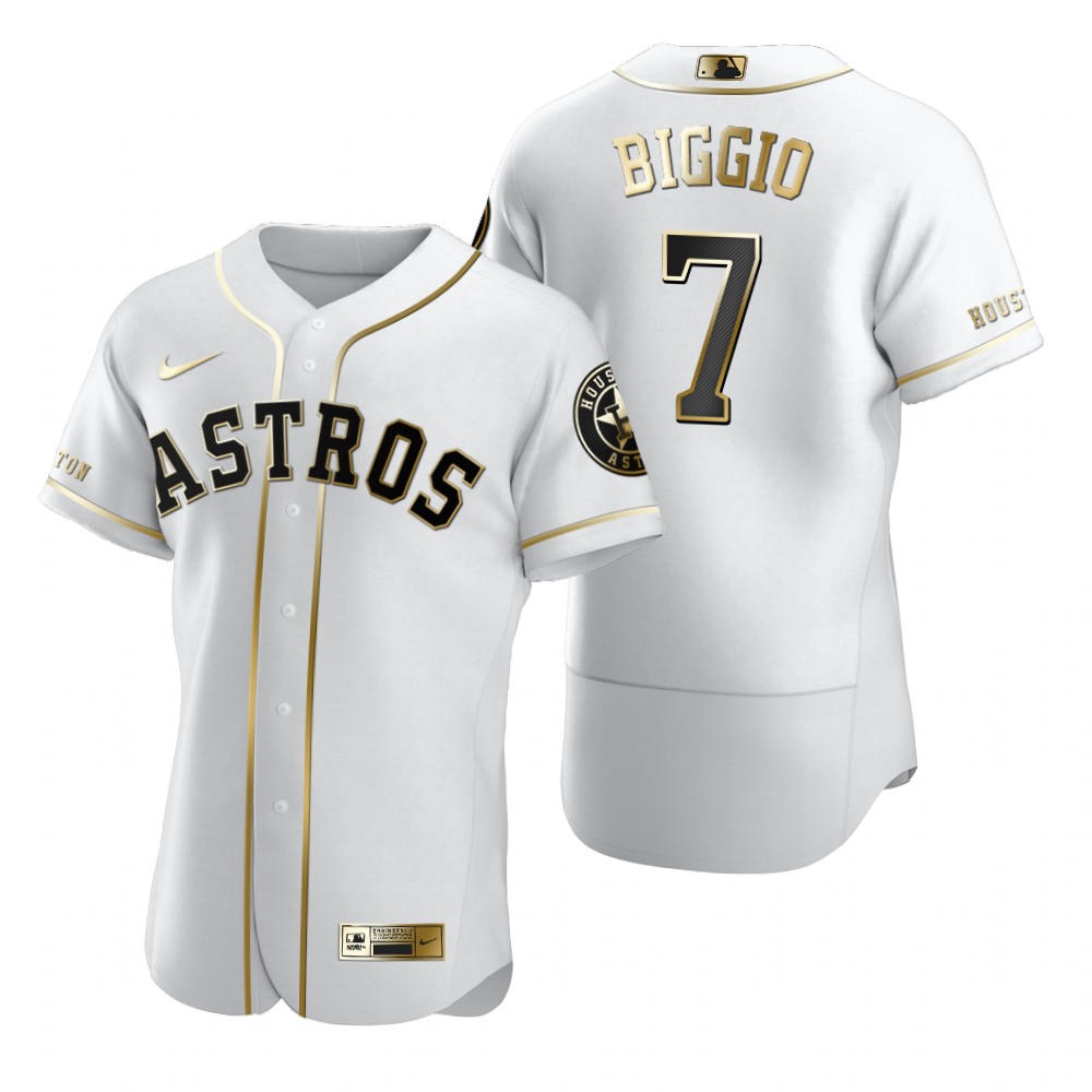Houston Astros #7 Craig Biggio White Nike Men's Authentic Golden Edition MLB Jersey