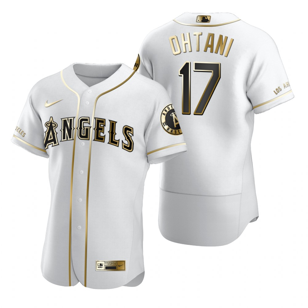 Los Angeles Angels #17 Shohei Ohtani White Nike Men's Authentic Golden Edition MLB Jersey