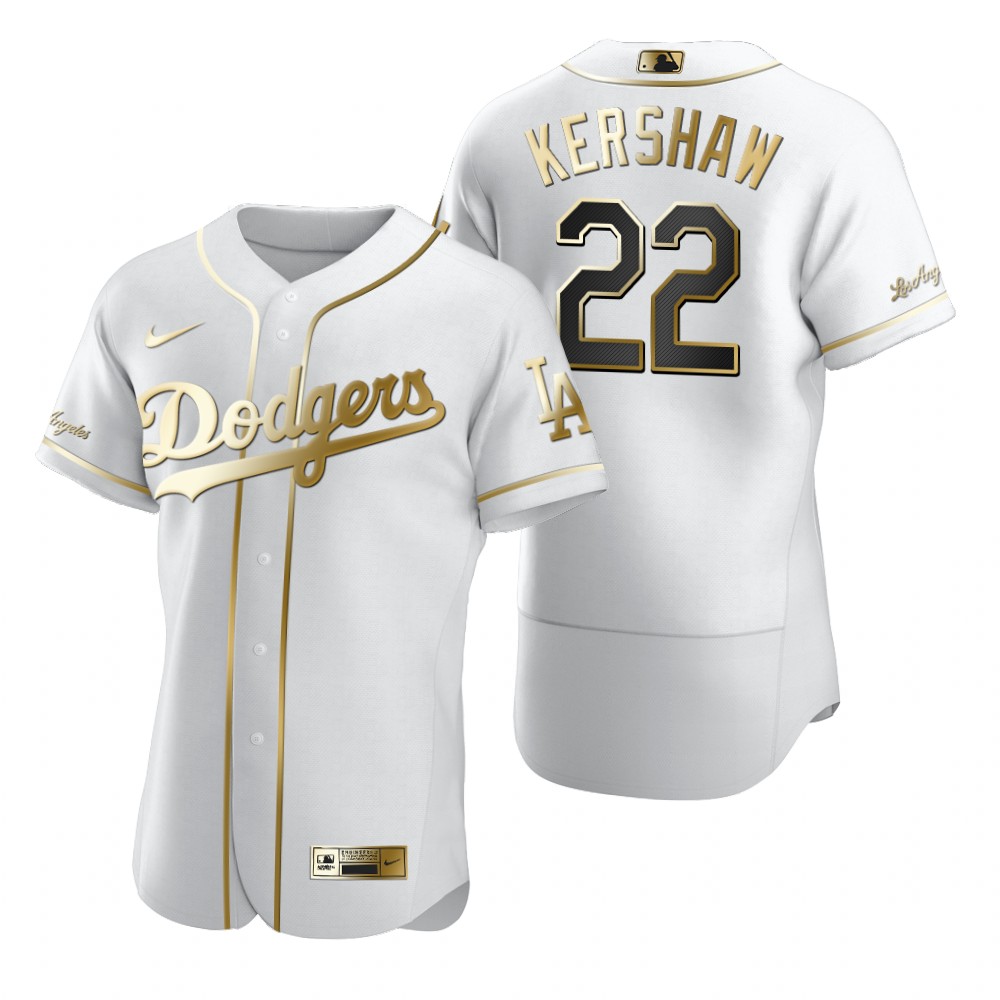 Los Angeles Dodgers #22 Clayton Kershaw White Nike Men's Authentic Golden Edition MLB Jersey