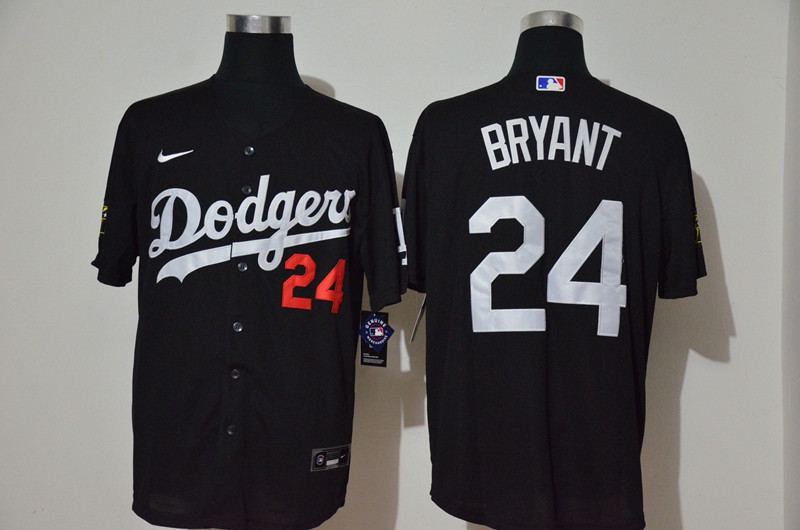 Los Angeles Dodgers #24 Kobe Bryant Men's Nike Black Cool Base MLB Jersey