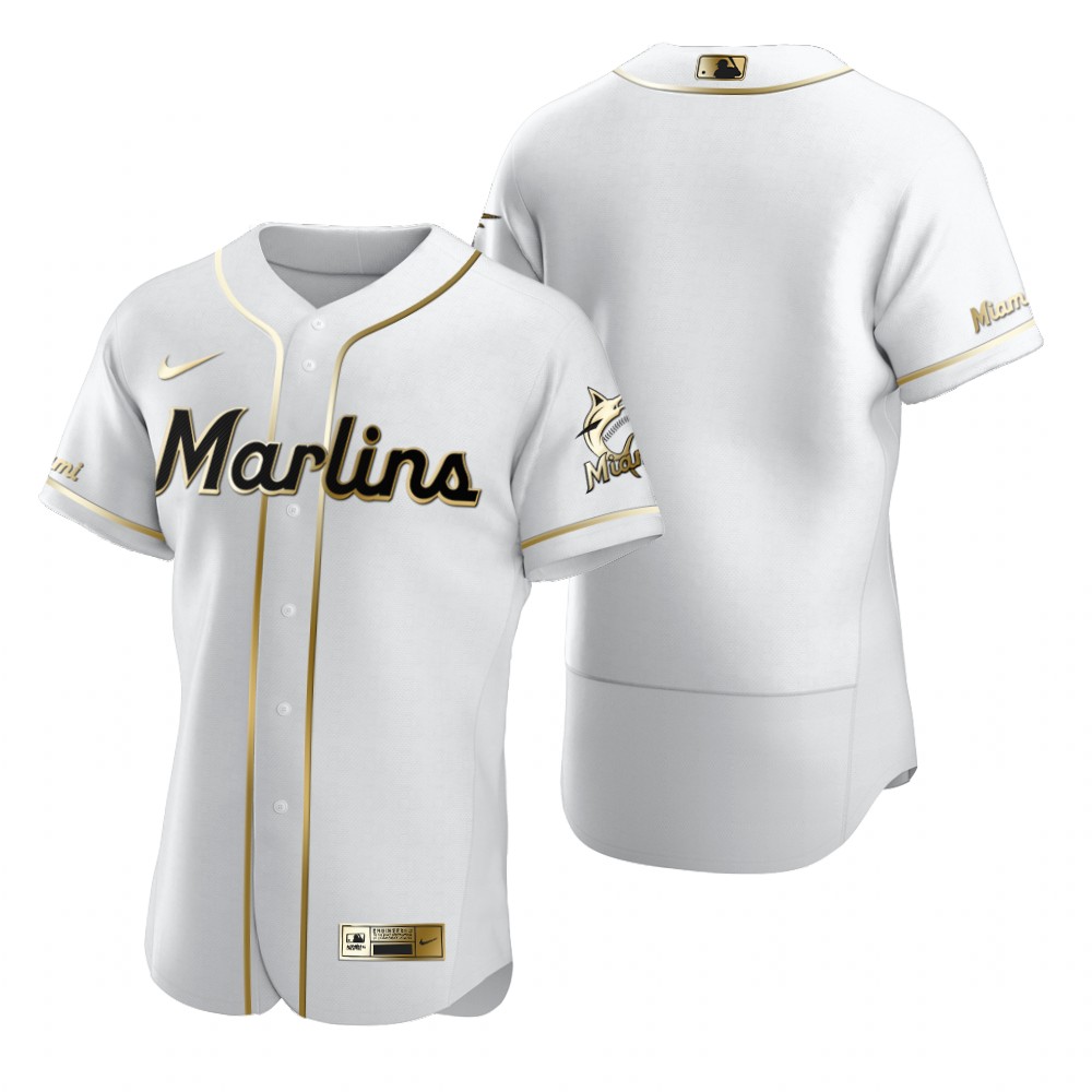 Miami Marlins Blank White Nike Men's Authentic Golden Edition MLB Jersey