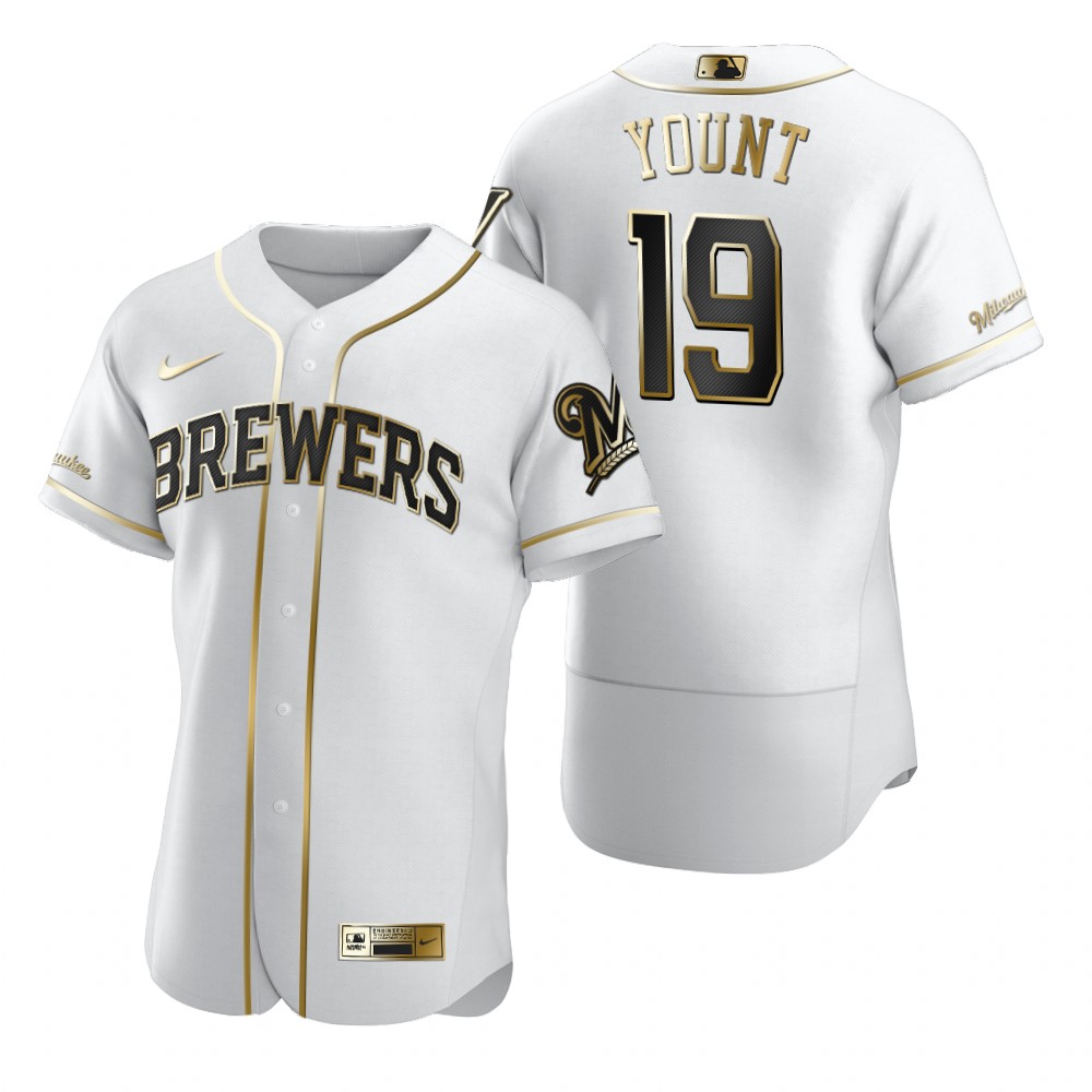 Milwaukee Brewers #19 Robin Yount White Nike Men's Authentic Golden Edition MLB Jersey