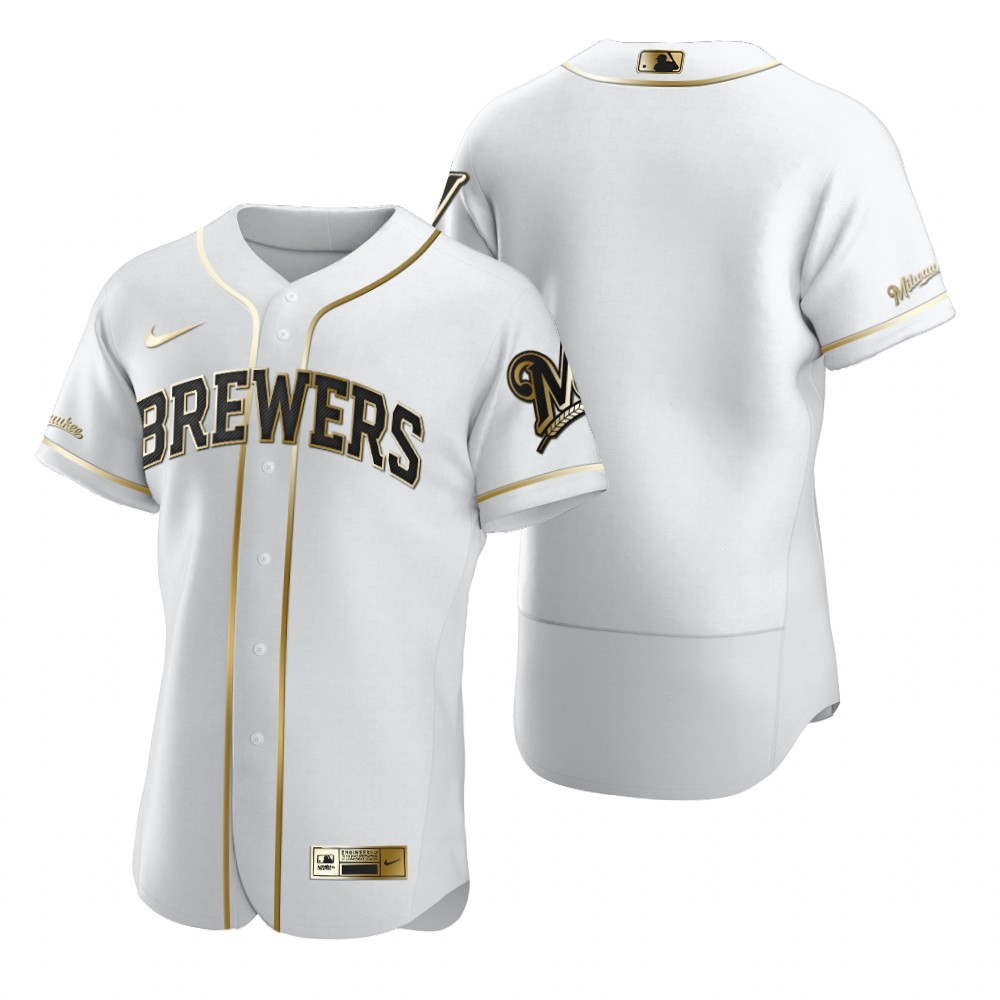 Milwaukee Brewers Blank White Nike Men's Authentic Golden Edition MLB Jersey