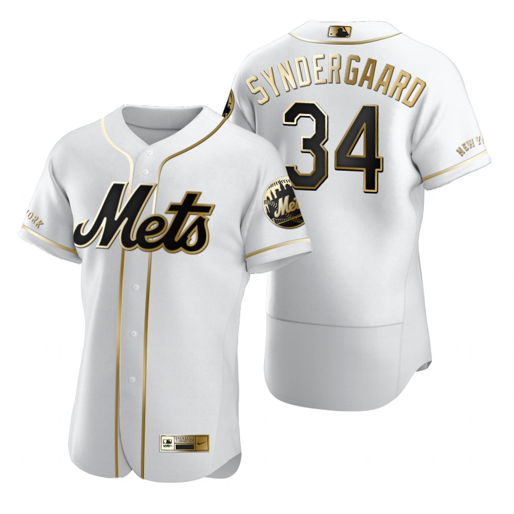 New York Mets #34 Noah Syndergaard White Nike Men's Authentic Golden Edition MLB Jersey