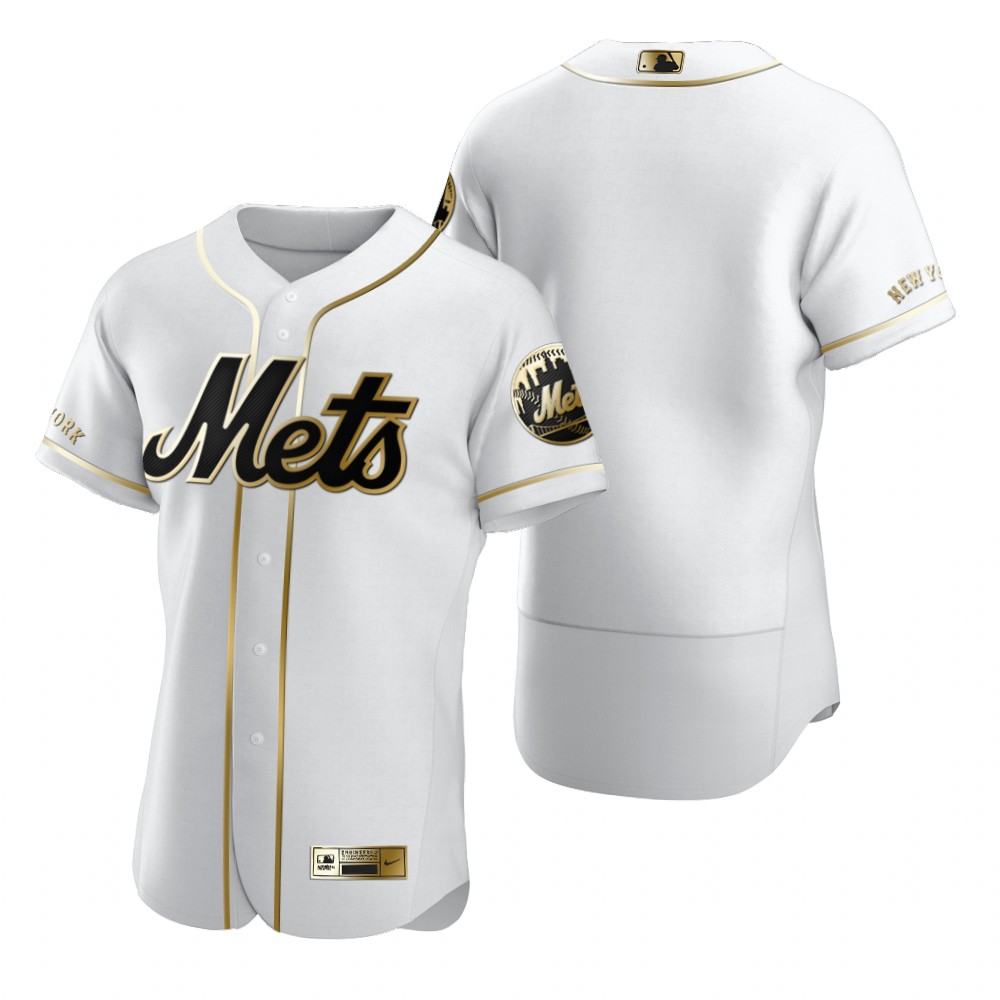 New York Mets Blank White Nike Men's Authentic Golden Edition MLB Jersey