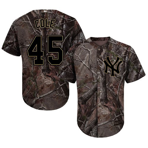 Yankees #45 Gerrit Cole Camo Realtree Collection Cool Base Stitched MLB Jersey