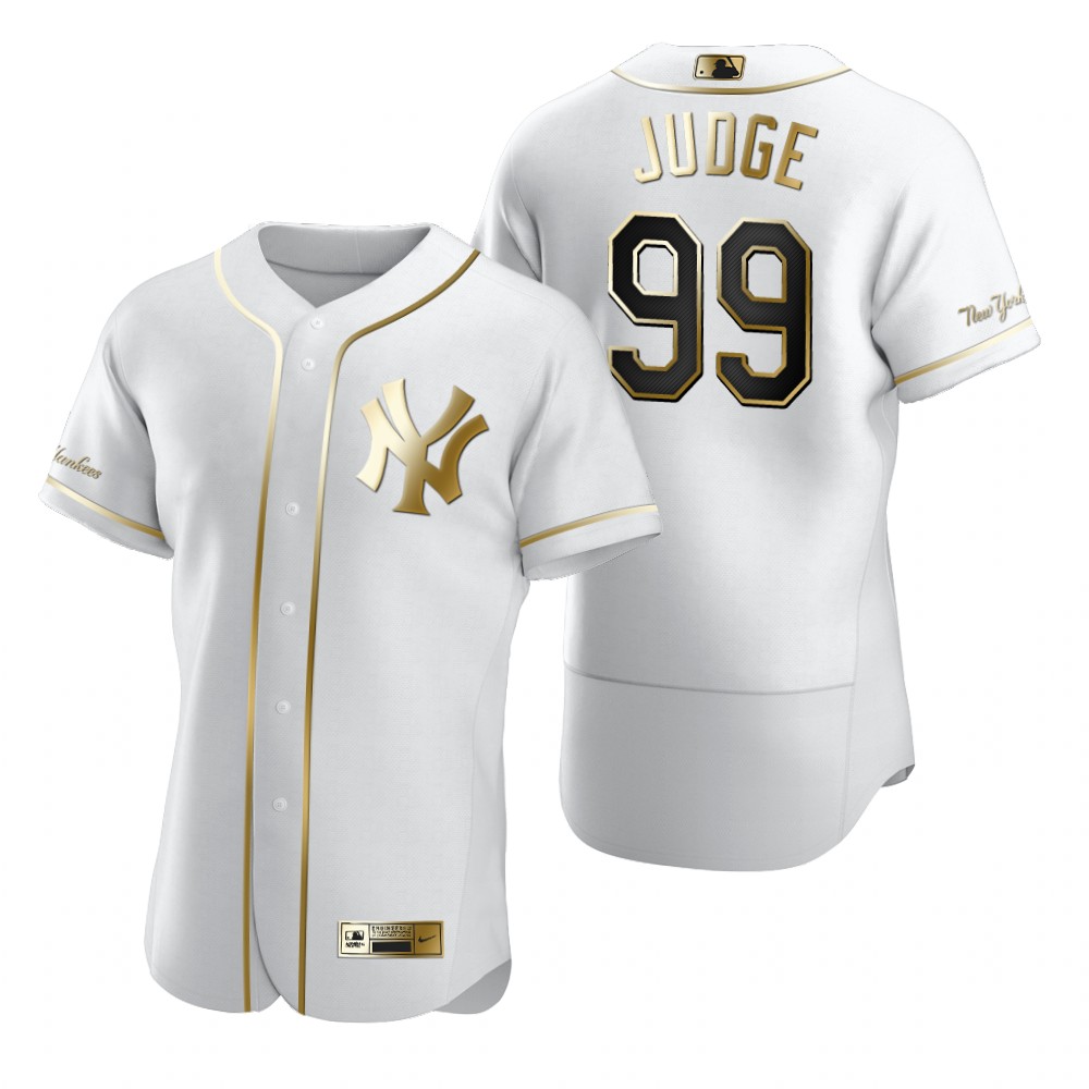 New York Yankees #99 Aaron Judge White Nike Men's Authentic Golden Edition MLB Jersey