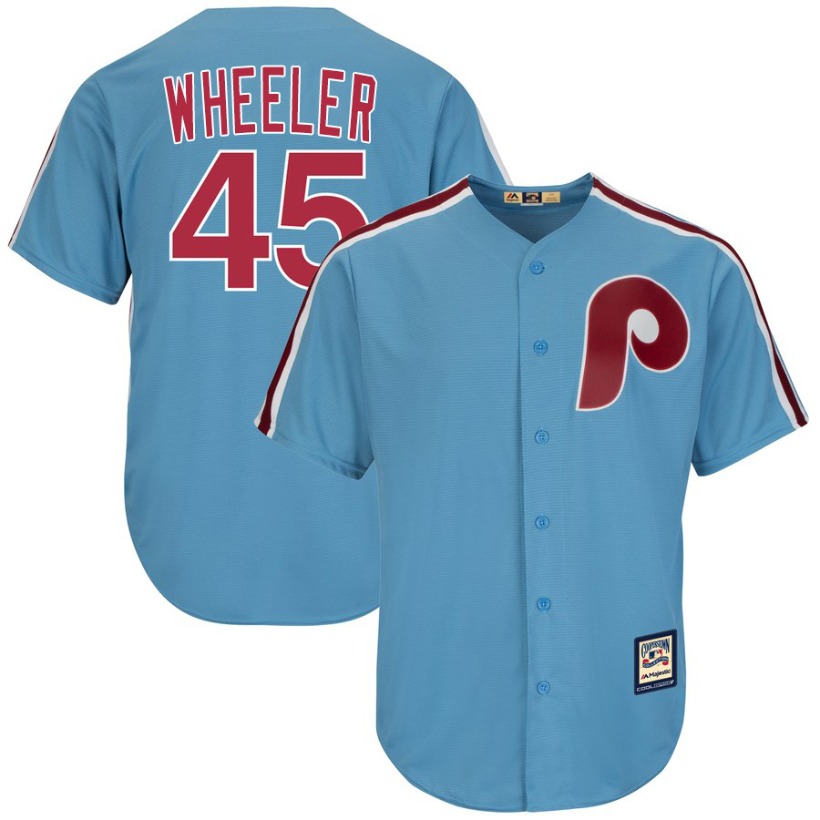 Phillies #45 Zack Wheeler Light Blue New Cool Base Cooperstown Stitched MLB Jersey