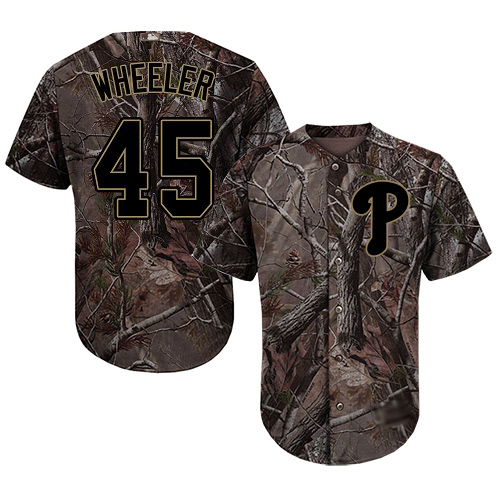 Phillies #45 Zack Wheeler Camo Realtree Collection Cool Base Stitched MLB Jersey