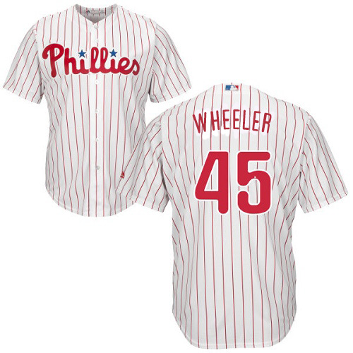 Phillies #45 Zack Wheeler White(Red Strip) New Cool Base Stitched MLB Jersey