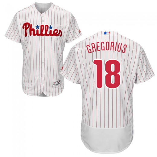 Phillies #18 Didi Gregorius White(Red Strip) Flexbase Authentic Collection Stitched MLB Jersey