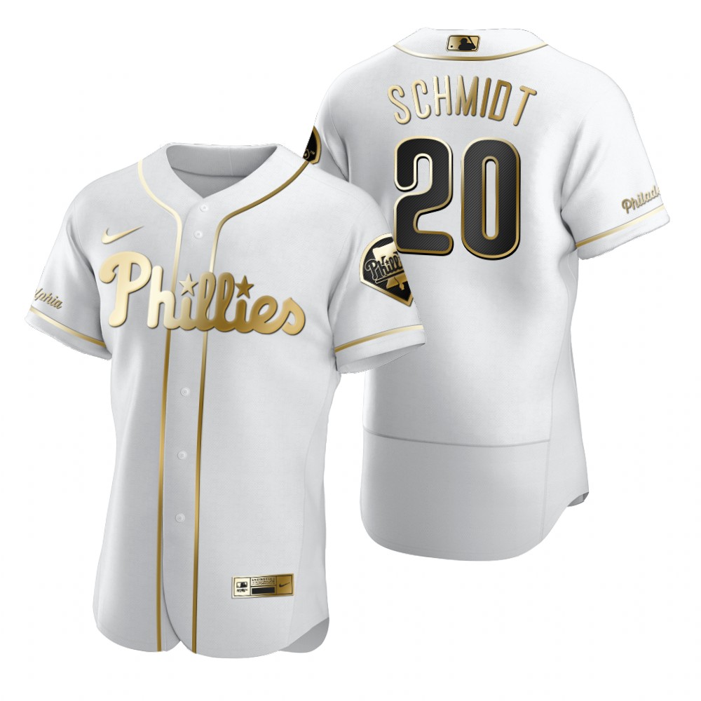 Philadelphia Phillies #20 Mike Schmidt White Nike Men's Authentic Golden Edition MLB Jersey