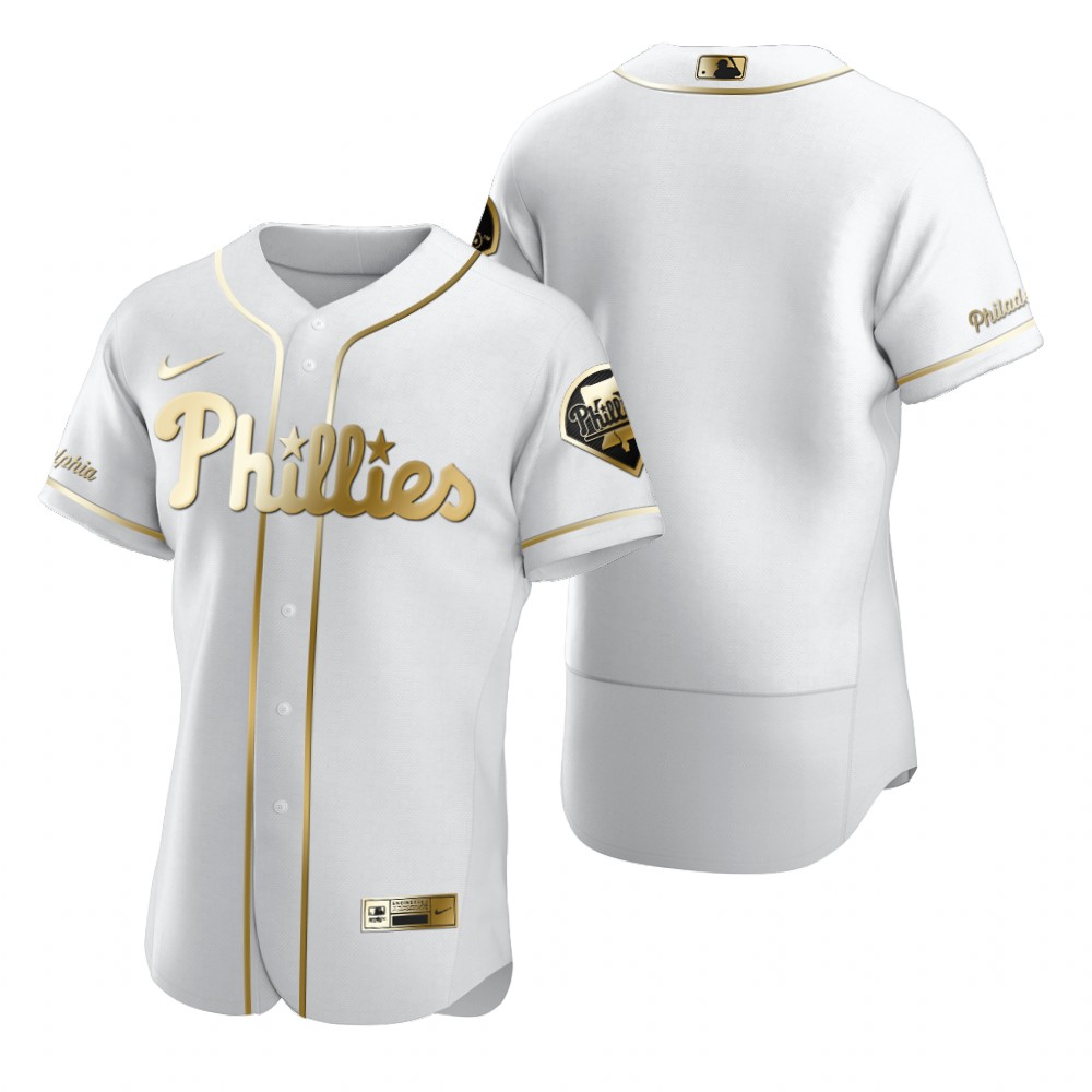 Philadelphia Phillies Blank White Nike Men's Authentic Golden Edition MLB Jersey