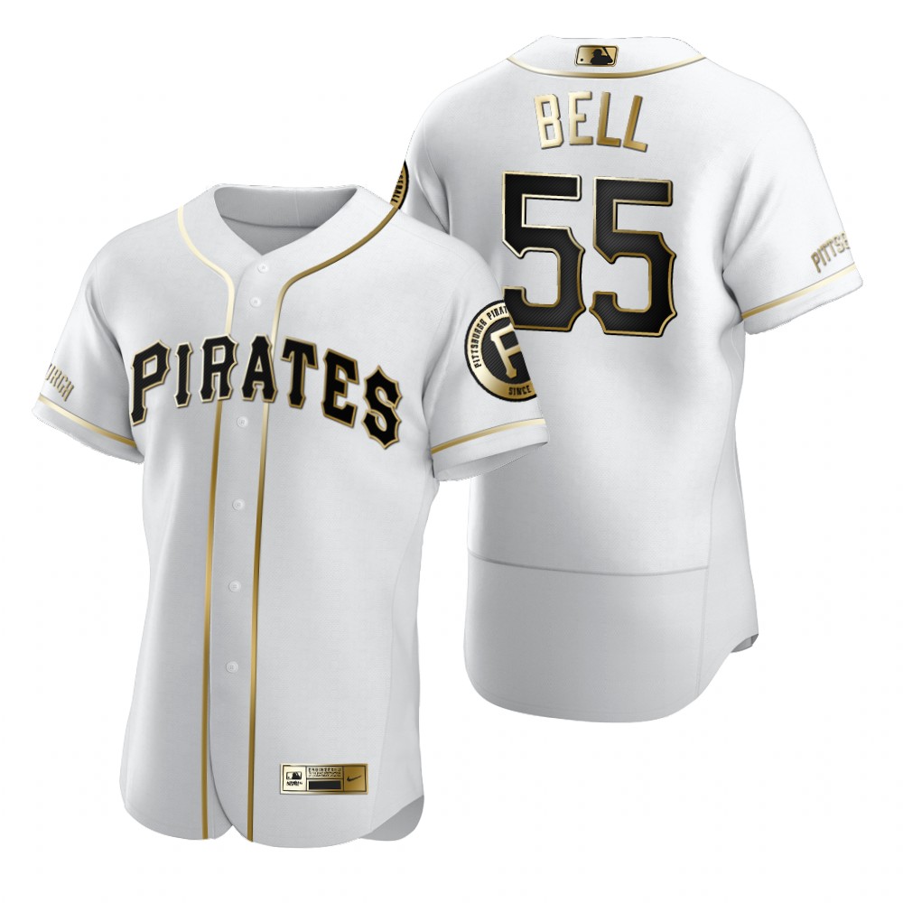 Pittsburgh Pirates #55 Josh Bell White Nike Men's Authentic Golden Edition MLB Jersey
