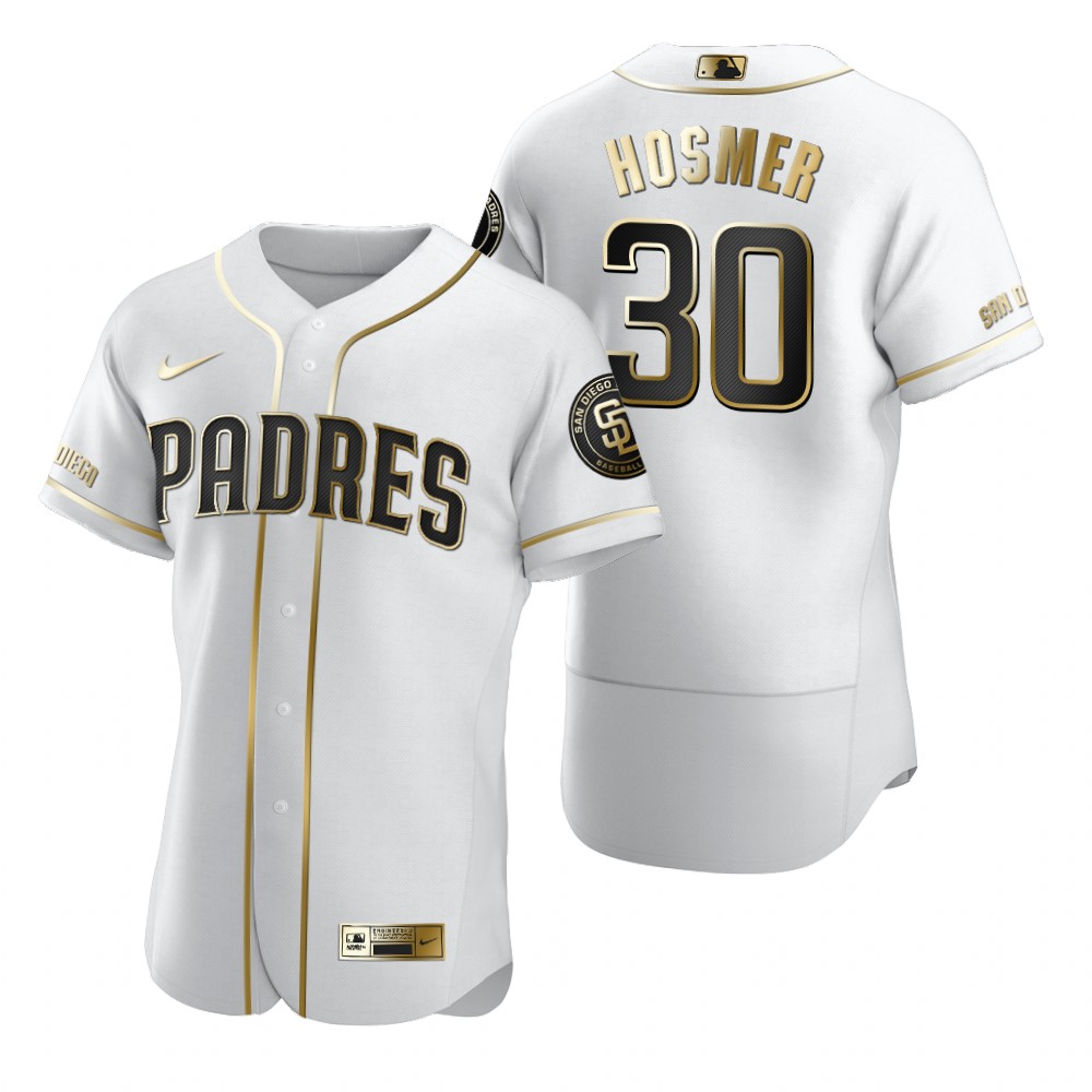 San Diego Padres #30 Eric Hosmer White Nike Men's Authentic Golden Edition MLB Jersey