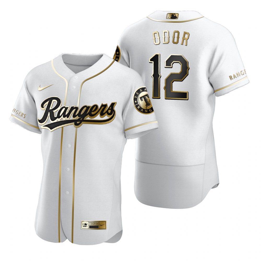 Texas Rangers #12 Rougned Odor White Nike Men's Authentic Golden Edition MLB Jersey