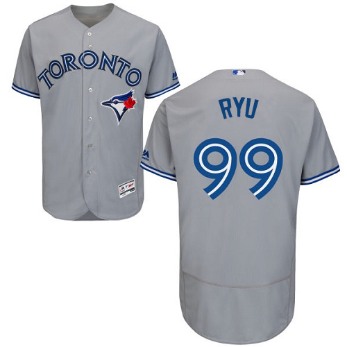 Blue Jays #99 Hyun-Jin Ryu Grey Flexbase Authentic Collection Stitched MLB Jersey