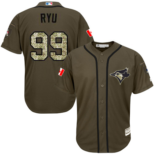 Blue Jays #99 Hyun-Jin Ryu Green Salute to Service Stitched MLB Jersey
