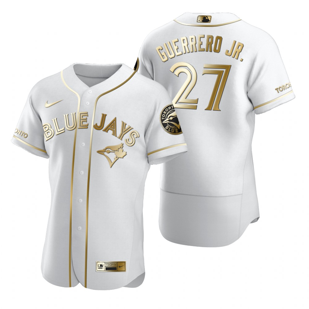 Toronto Blue Jays #27 Vladimir Guerrero Jr. White Nike Men's Authentic Golden Edition MLB Jersey Toronto Blue Jays #27 Vladimir Guerrero Jr. White Nike Men's Authentic Golden Edition MLB Jersey
